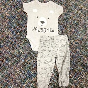 “Pawsome” bear onesie and bottoms